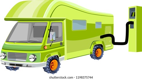 green Eco car, ecological theme concept vector illustration, green technologies