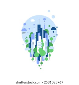 Green eco city. Abstract urban illustration. Vector file.