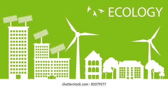 Green Eco city ecology vector background concept