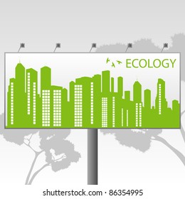 Green Eco city ecology vector background concept on billboard banner