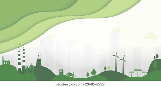 Green Eco City. Environment and Ecology sustainable development concept. Vector Illustration.