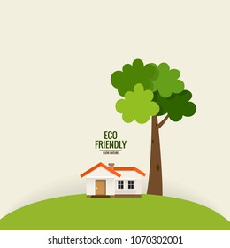 Green Eco city living concept. Vector illustration.