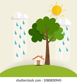 Green Eco city living concept. Vector illustration.