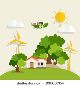 Green Eco city living concept. Vector illustration.