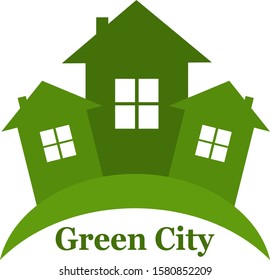Green Eco city living concept. Flat design, vector illustration.