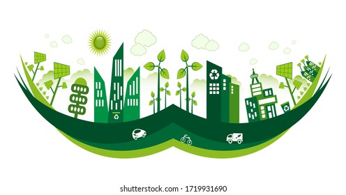 Green Eco city living concept.