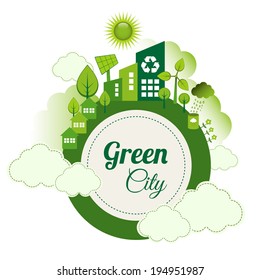 Green Eco city living concept.