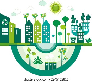 Green Eco city living concept.