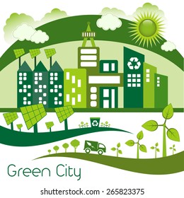 Green Eco city living concept.