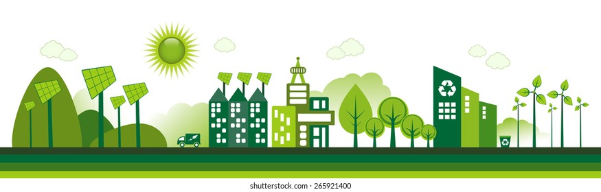 Green Eco city living concept.