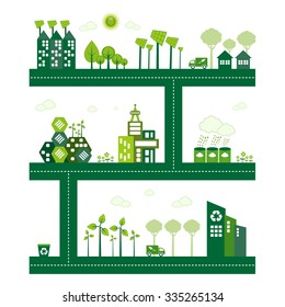 Green Eco city living concept.