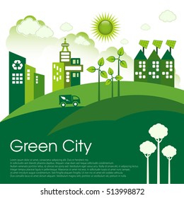 Green Eco city living concept. Copy space for your text.