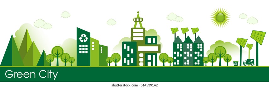 Green Eco city living concept.