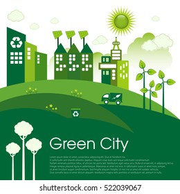 Green Eco city living concept. Copy space for your text.