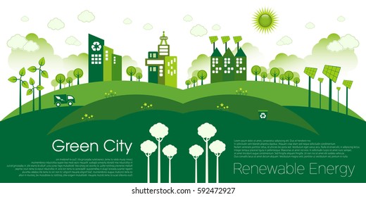 Green Eco city living concept.