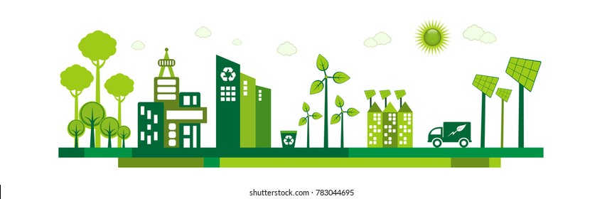 Green Eco city living concept.