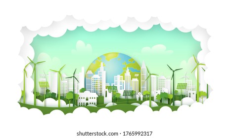 Green Eco City On Natural Backgroundecology Stock Vector (Royalty Free ...