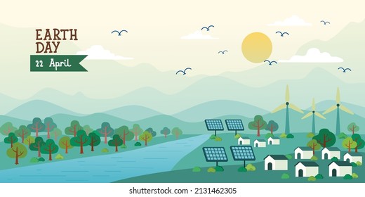 Green Eco City And Plenty Forest, Clean Energy Town, Nature Landscape, Pure Atmosphere, Background, Vector, Illustration,