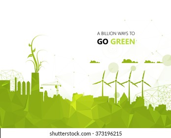 Green Eco City Polygon Background Design