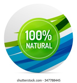Green eco concept - 100 percents natural. Vector icon