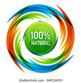 Green eco concept - 100 percents natural. Vector icon