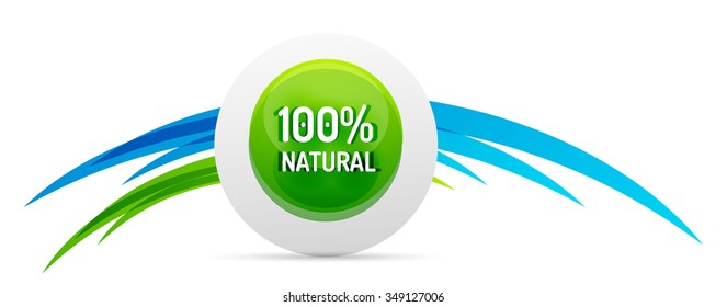 Green eco concept - 100 percents natural. Vector icon