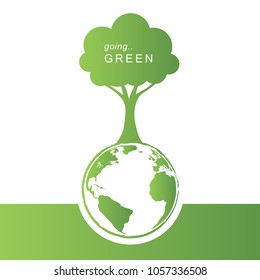Green Eco concept background.Eco life in green tree with save the world concept design.Vector illustration