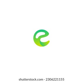 Green ECO E Letter Monogram Logo Minimalist Design. 3D Green ECO Colorful E logo.