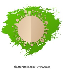 Green Eco Earth With Gradient Mesh, Vector Illustration
