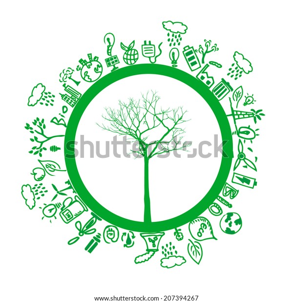 Green Eco Earth, Isolated On White\
Background, Vector\
Illustration