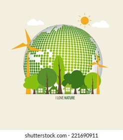 Green Eco Earth. Vector Illustration.