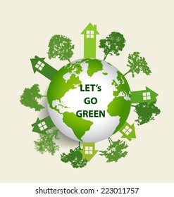 Eco Tierra Verde. Ilustración vectorial.