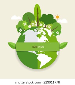 Green Eco Earth. Vector Illustration.