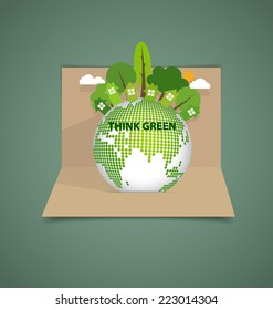 Green Eco Earth. Vector Illustration.