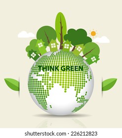 Green Eco Earth. Vector Illustration.