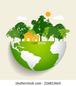 Green Eco Earth. Vector Illustration.