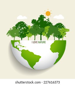 Green Eco Earth. Vector Illustration.