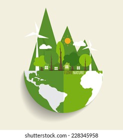 Green Eco Earth. Vector Illustration.