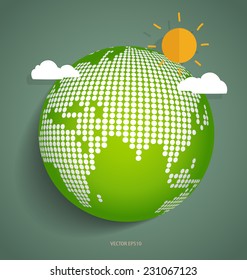 Green Eco Earth. Vector Illustration.