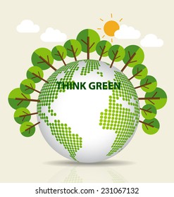 Green Eco Earth. Vector Illustration.