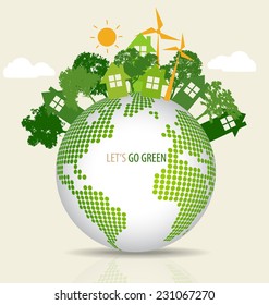 Green Eco Earth. Vector Illustration.