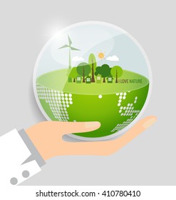 Green Eco Earth. Vector Illustration.