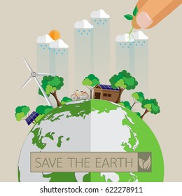 Green Eco earth.With Eco friendly concept design.Vector illustration.