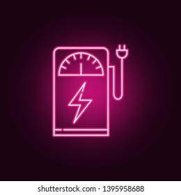 Green eco electric fuel pump neon icon. Elements of ecology set. Simple icon for websites, web design, mobile app, info graphics
