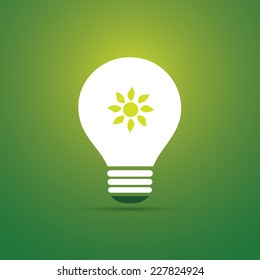 Green Eco Energy Concept Icon - Sun Inside the Light Bulb - Solar Energy