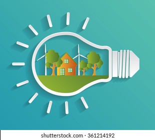 Green eco energy concept. Vector illustration
