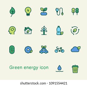 green eco energy line icons. flat design style vector illustration set
