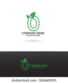 Green eco energy  number 0 Logo Icon Template. Illustration vector graphic. Design concept leaves power energy With Initial 0 Logo Design. Perfect for corporate, technology, initial.