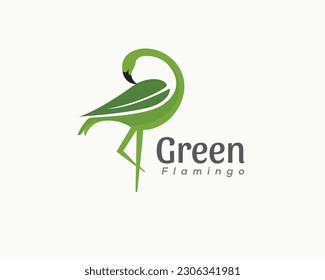 green eco flamingo logo template illustration inspiration