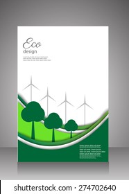 green eco flyer,brochure template. vector